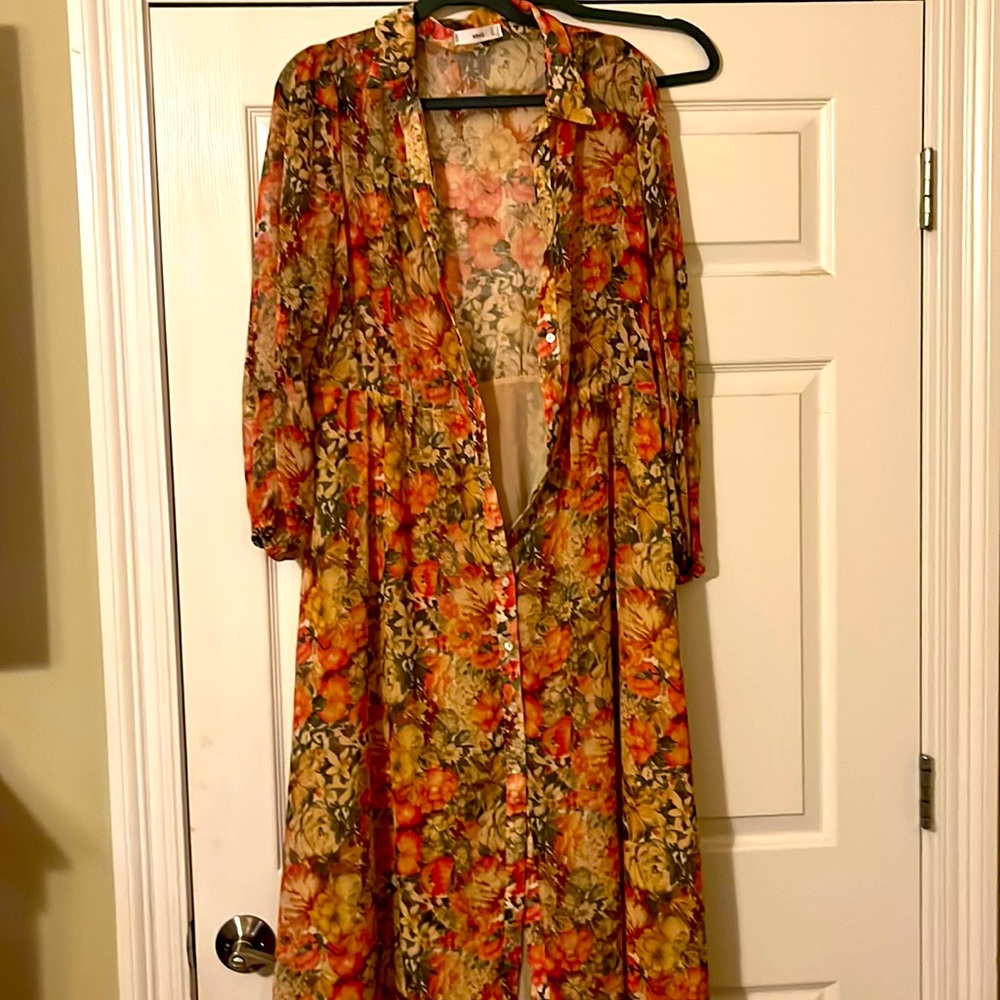 Mango sheer top floral maxi dress